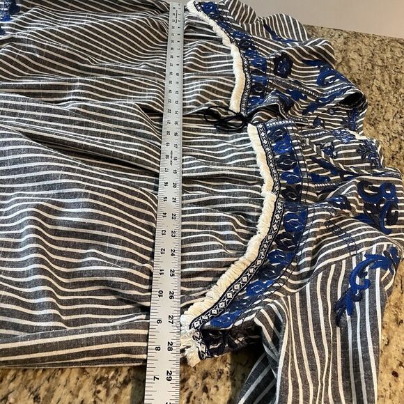 Velzera Boho Floral Embroidery Striped Open Jacket Top Oversized Bohemian - Picture 10 of 11